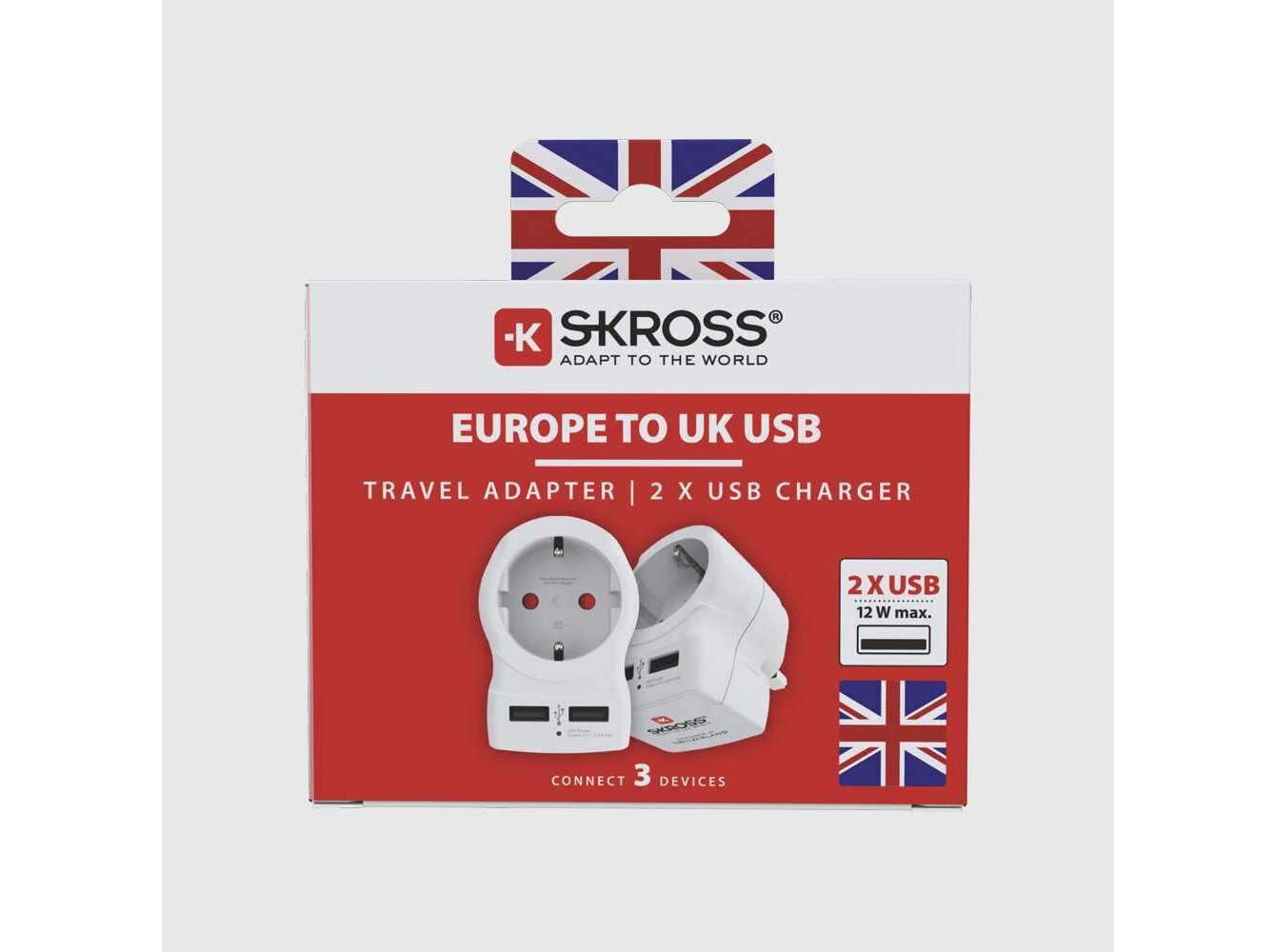 ADAPTADOR SKROSS 1.500280 EUROPE TO UK + 2 USB image number 3