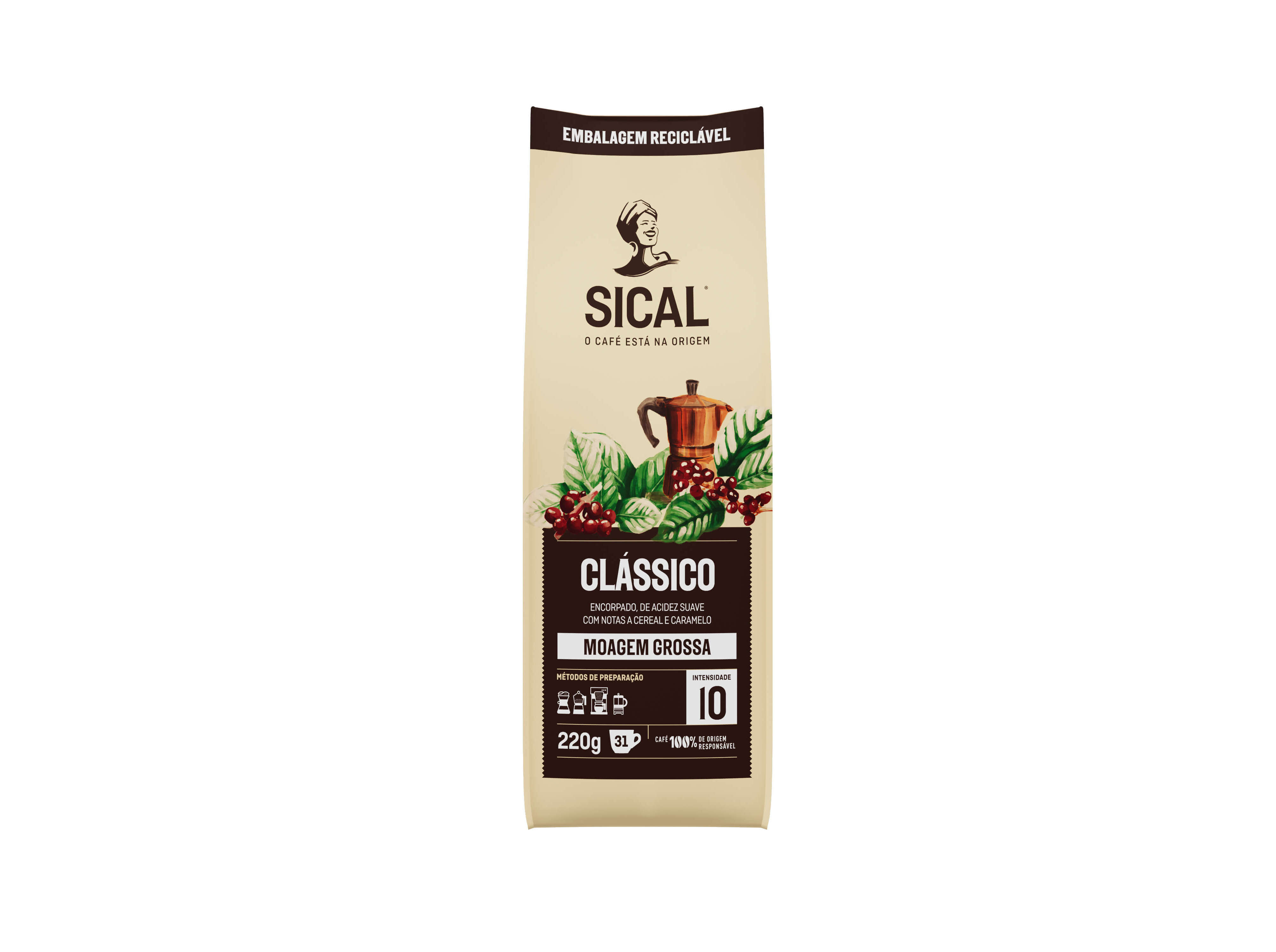 CAF&Eacute; MO&Iacute;DO SICAL 5 ESTRELAS MOAGEM GROSSA 220 G
