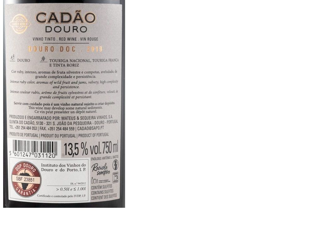 VINHO TINTO CAD&Atilde;O DOC DOURO 0.75L image number 1