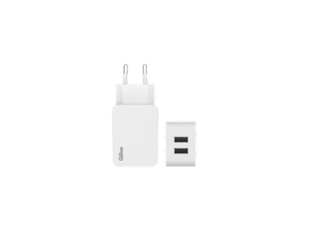 CARREGADOR QILIVE 2 USB-A 3A BRANCO image number 1