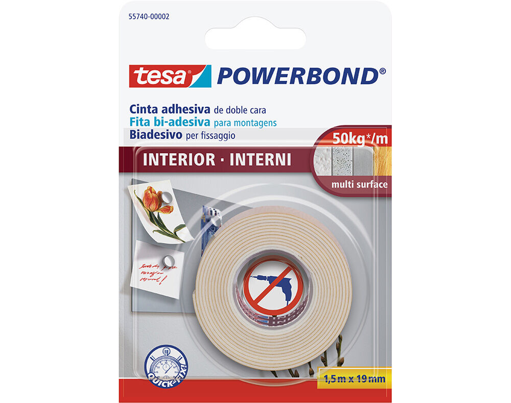 FITA BI-ADESIVA MONTAGEM INDOOR TESA 1 ROLO 1.5MX19MM