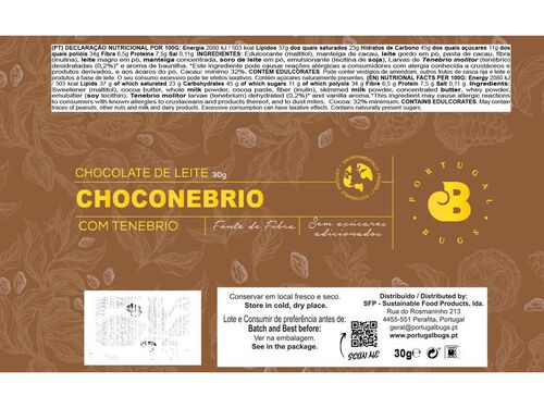 CHOCOLATE PORTUGAL BUGS CHOCONEBRIO LEITE 30G image number 2