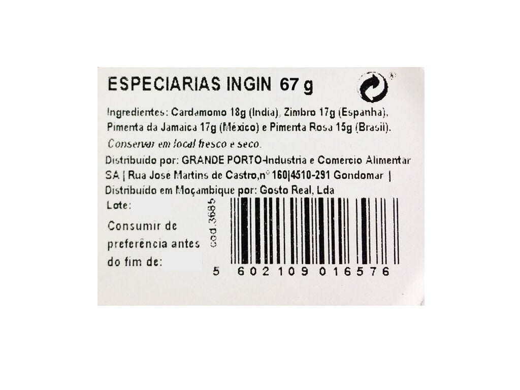 ESPECIARIAS INGIN CARDAMOMO ZIMBRO PIM JAM 67G image number 1