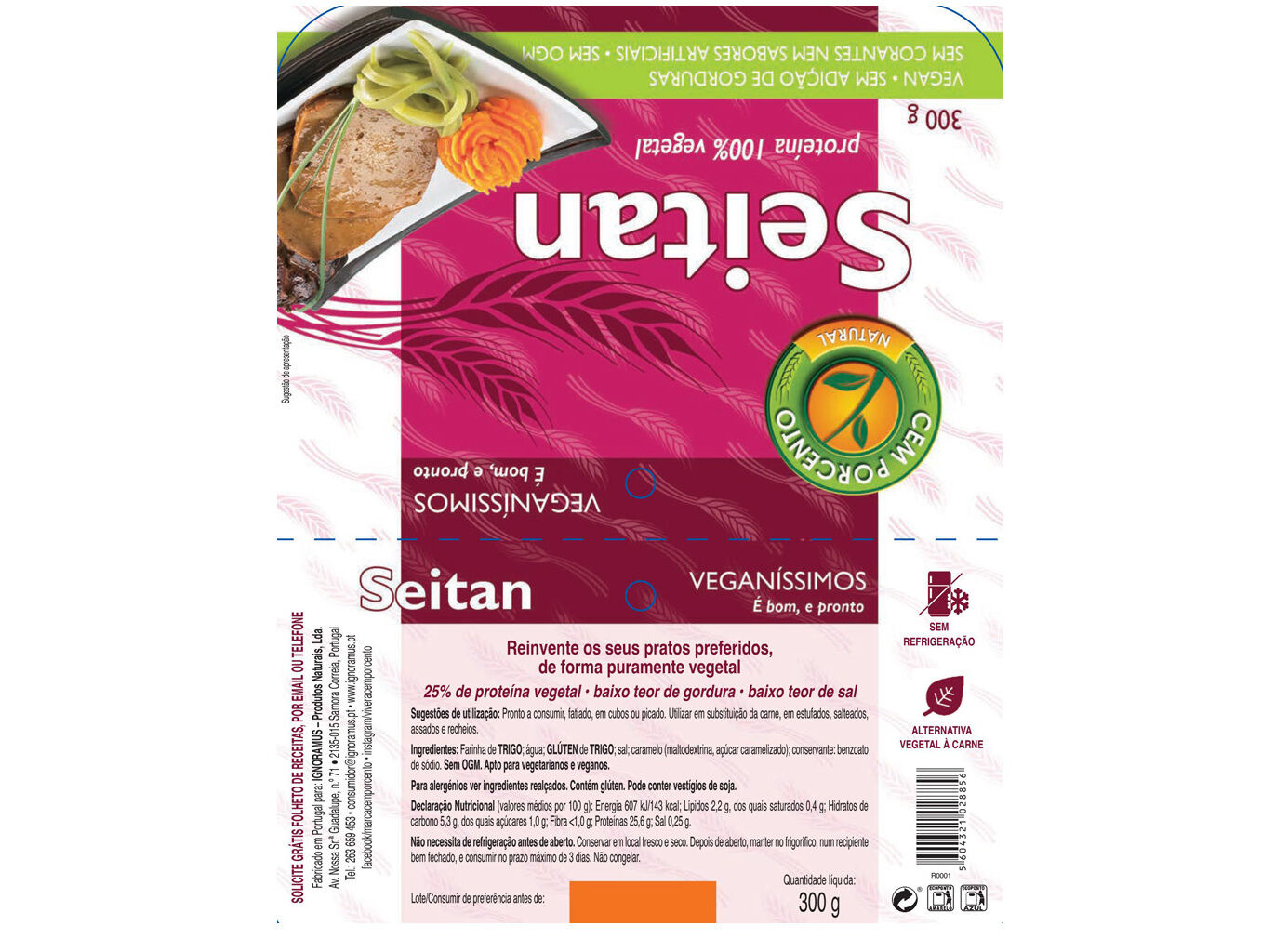 SEITAN CEM PORCENTO VEGETAL 300G image number 1