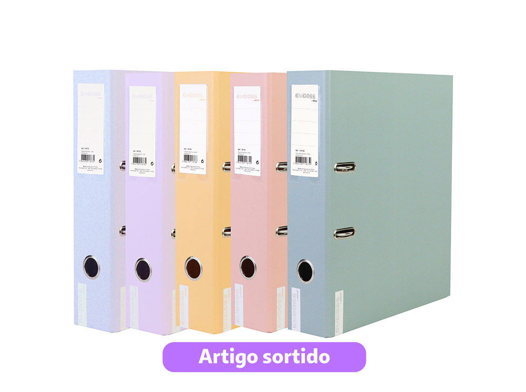 PASTA ARQUIVO A4 ANCOR EMBOSS LOMBADA LARGA CORES SORTIDAS