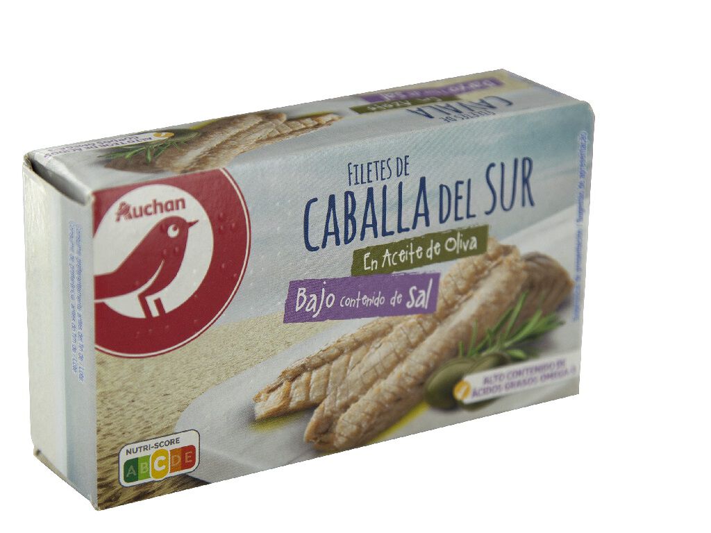 FILETE CAVALA EM AZEITE AUCHAN BAIXO TEOR DE SAL 115(85)G