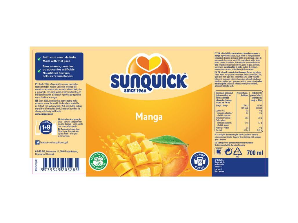 CONCENTRADOS SUNQUICK MANGA 0.70LT image number 1