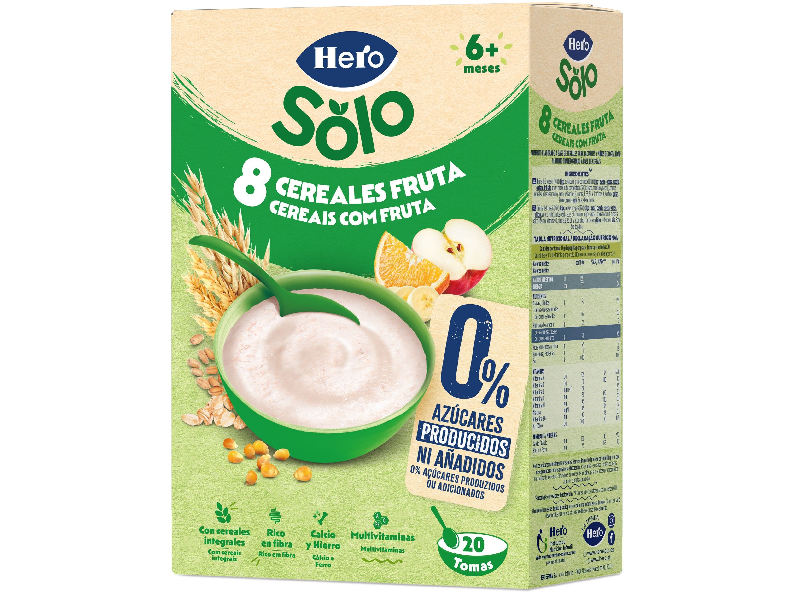 FARINHA N&Atilde;O L&Aacute;CTEA HERO SOLO 8 CEREAIS E FRUTOS 340G