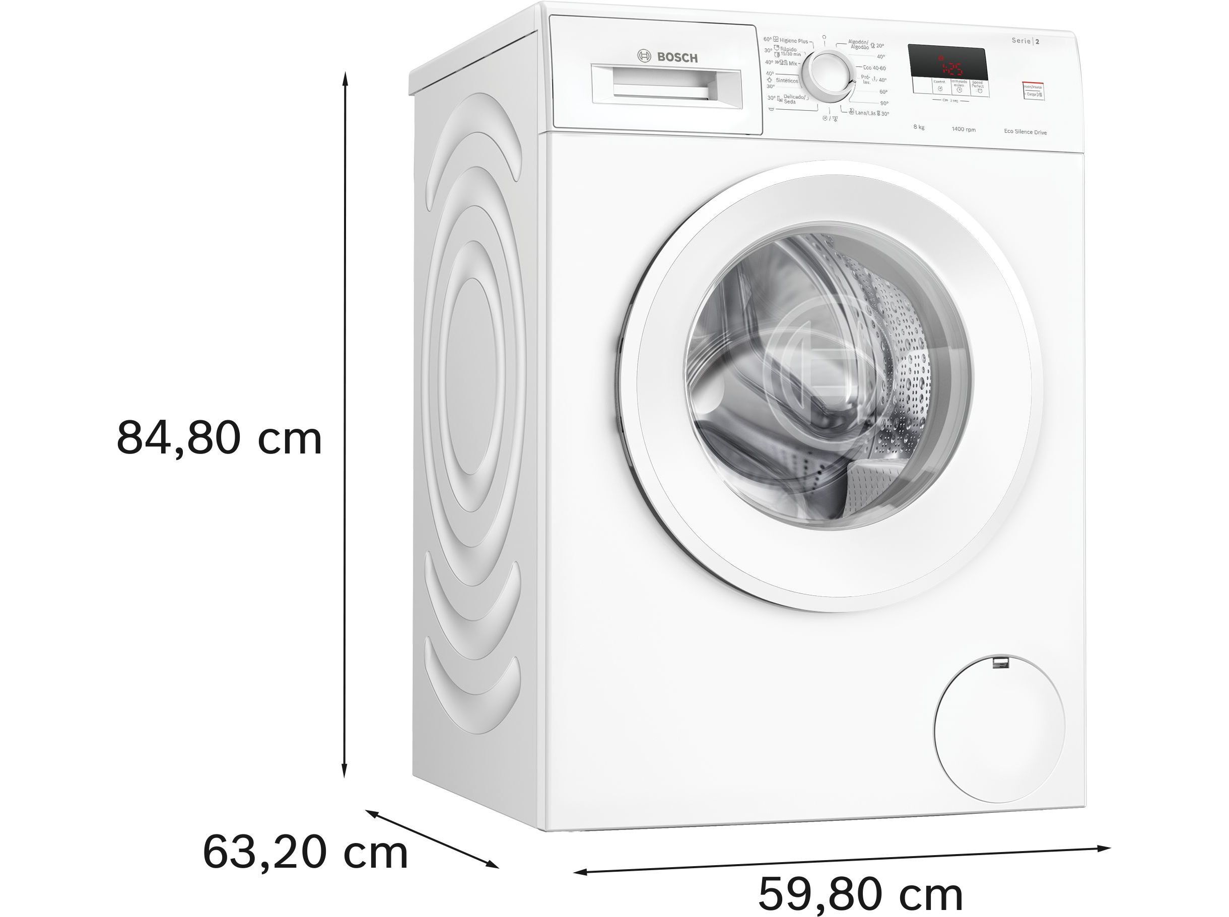 MAQUINA DE LAVAR ROUPA BOSCH WGE03400EP BRANCO A 8KG 1400RPM image number 1