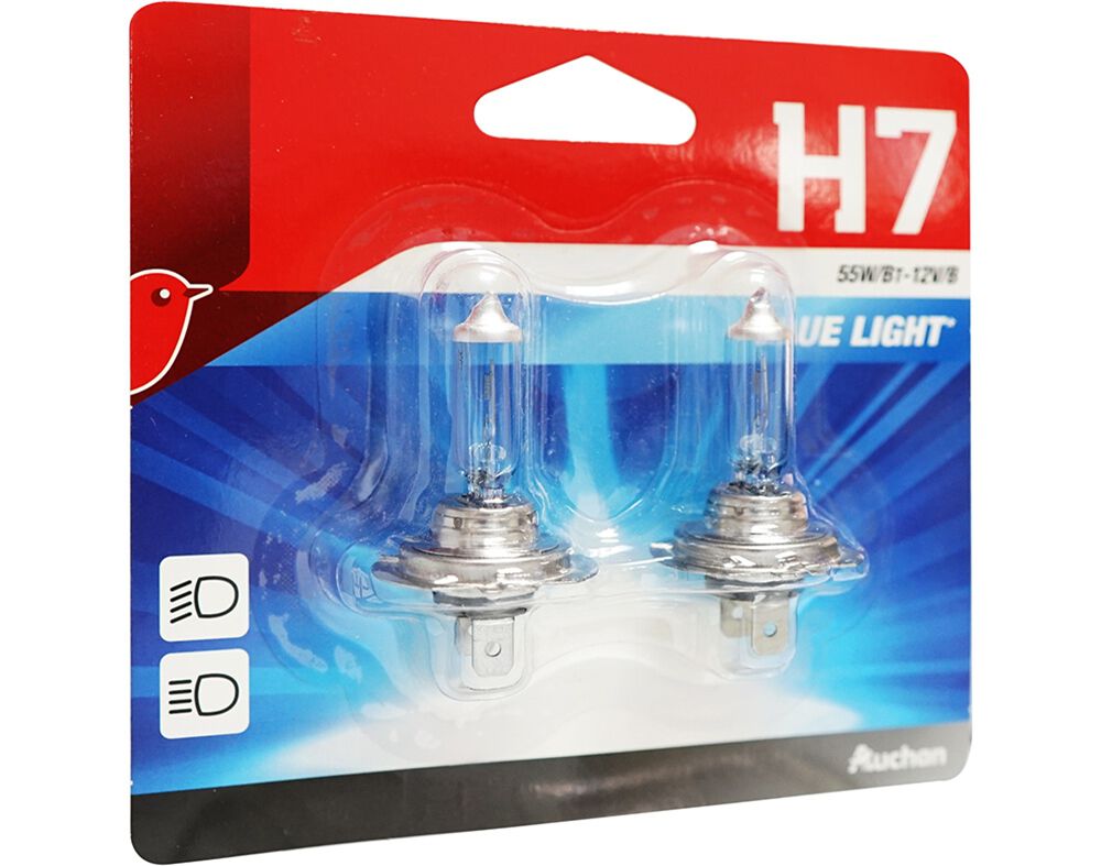 L&Acirc;MPADA AUTO AUCHAN H7 12V 55W AZUL PACK 2 UNIDADES