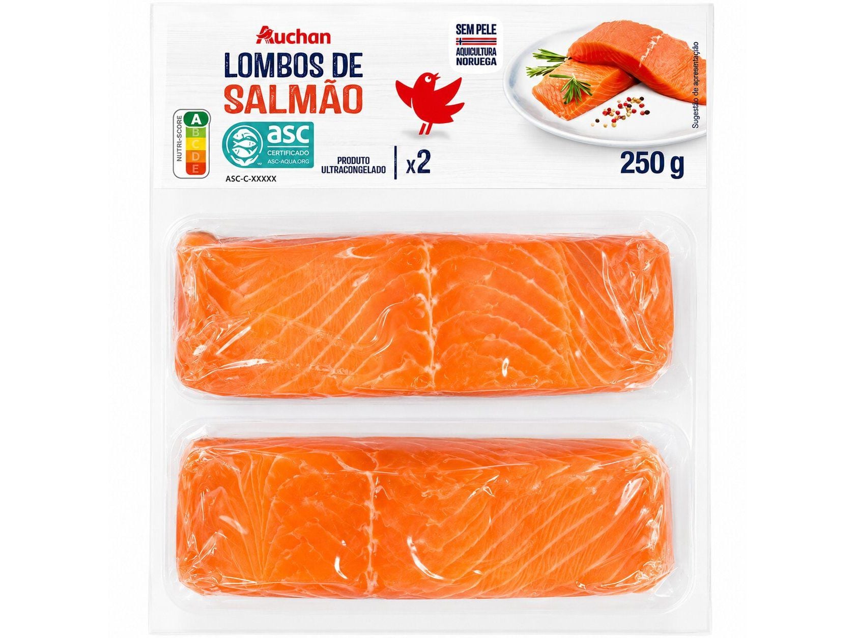 LOMBOS DE SALM&Atilde;O AUCHAN NORUEGA SEM PELE ASC 2UN 250G