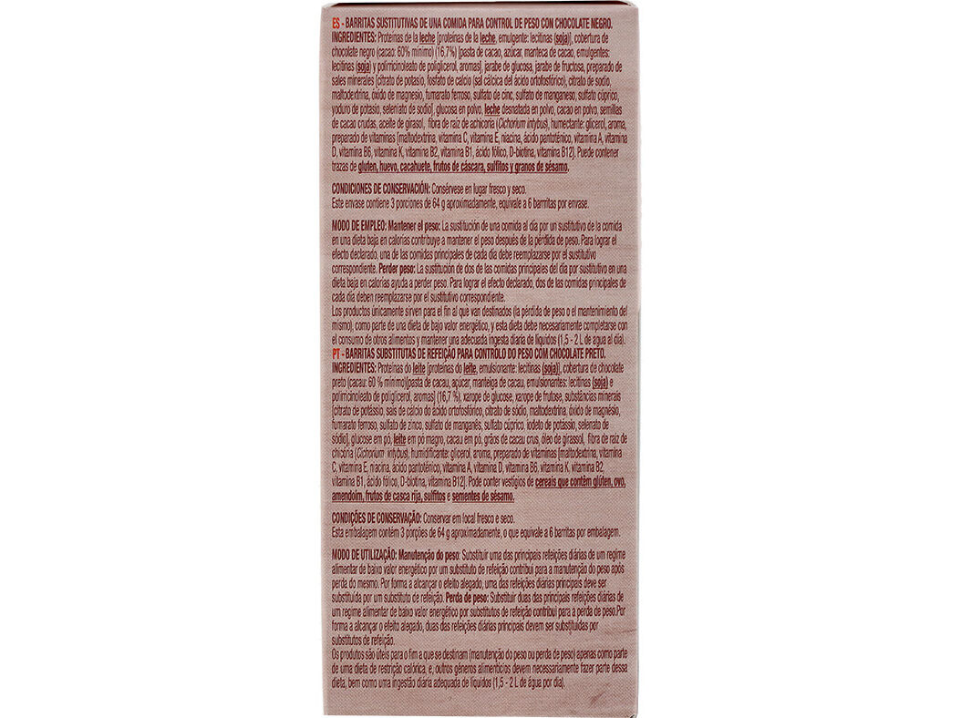 BARRITAS AUCHAN SUBSTITUTAS DE REFEI&Ccedil;&Atilde;O CHOCOLATE PRETO 6UN 192G image number 2