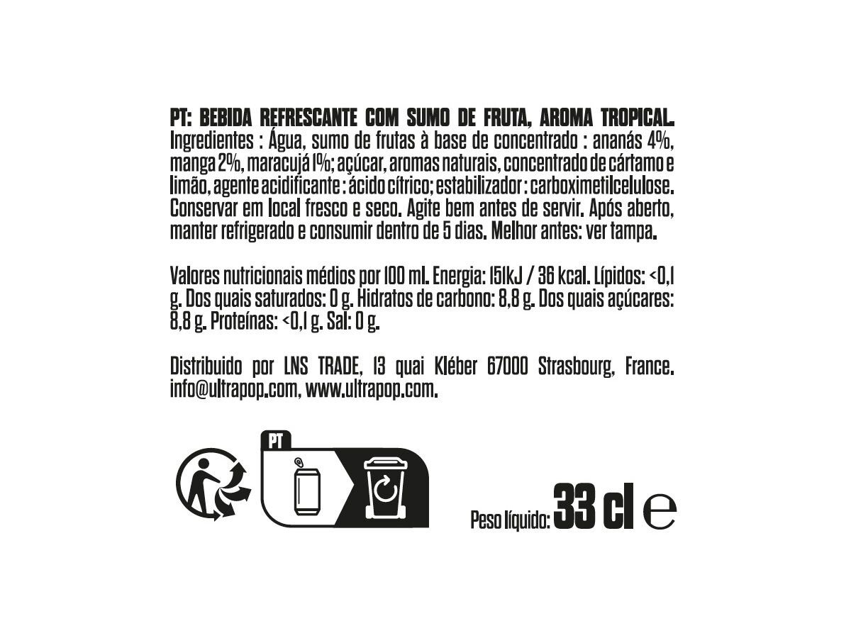 SUMO ULTRAPOP TROPICAL NARUTO 330ML image number 1