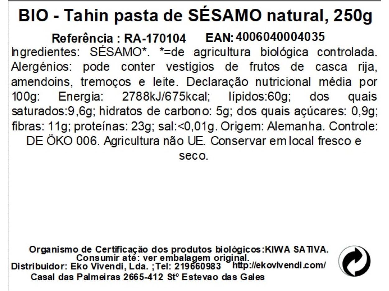 TAHINI RAPUNZEL PASTA S&Eacute;SAMO 250G image number 2