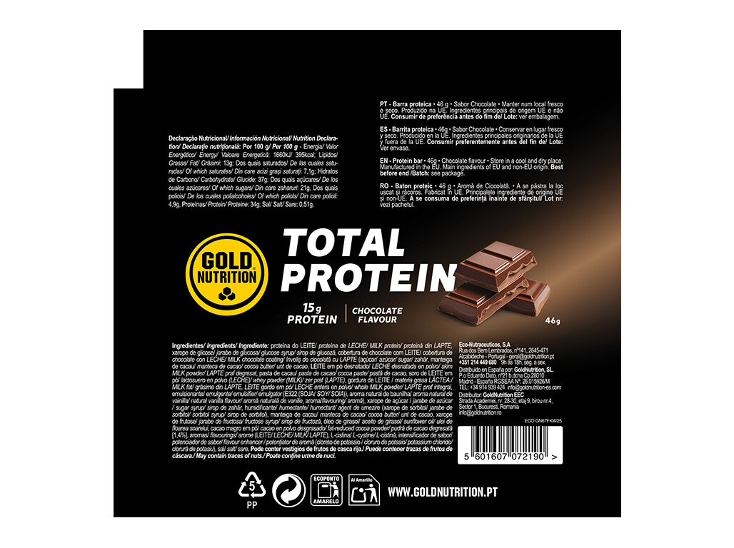 BARRA GOLDNUTRITION TOTAL PROTEIN CHOCOLATE 46G image number 1
