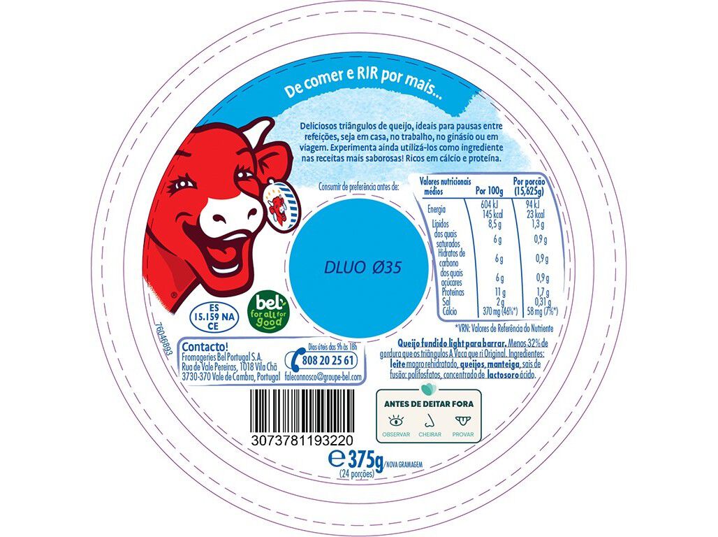 QUEIJO A VACA QUE RI LIGHT POR&Ccedil;&Otilde;ES 375G image number 1