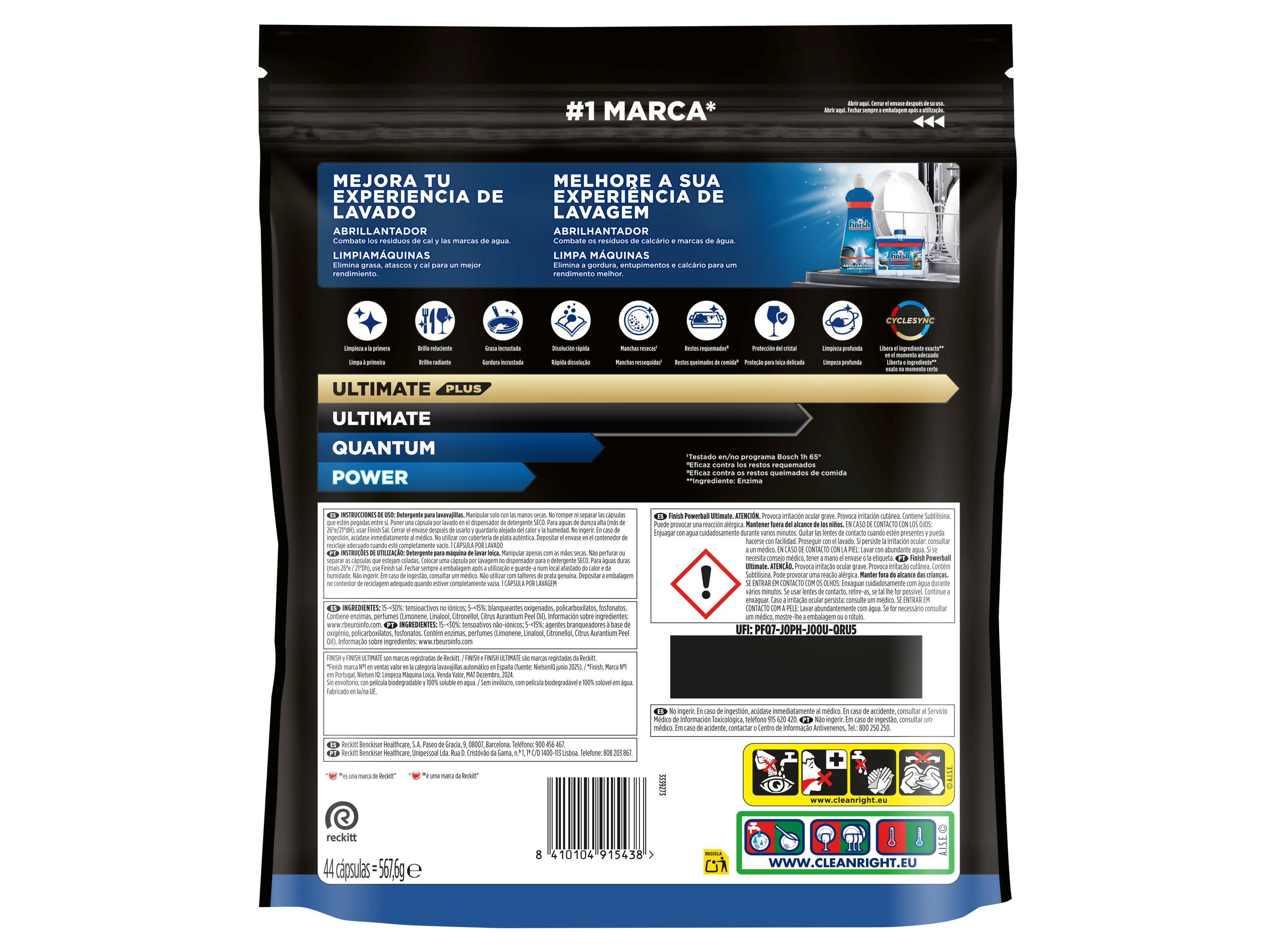 DETERGENTE LOI&Ccedil;A M&Aacute;QUINA FINISH ULTIMATE REGULAR 44P image number 1