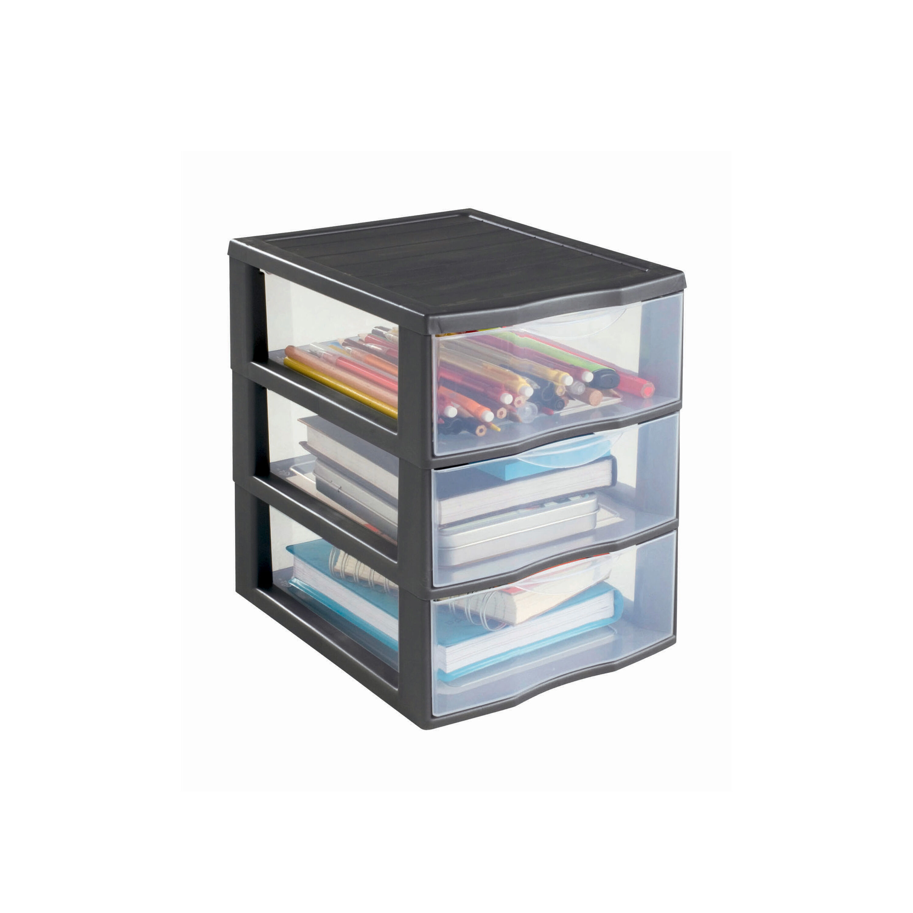 M&Oacute;DULO 3 GAVETAS ACTUEL CINZA 25.5X18.5X25.5CM image number 1