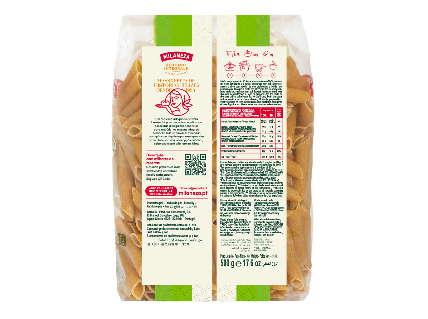 MACARR&Atilde;O MILANEZA INTEGRAL AVEIA 500G image number 1