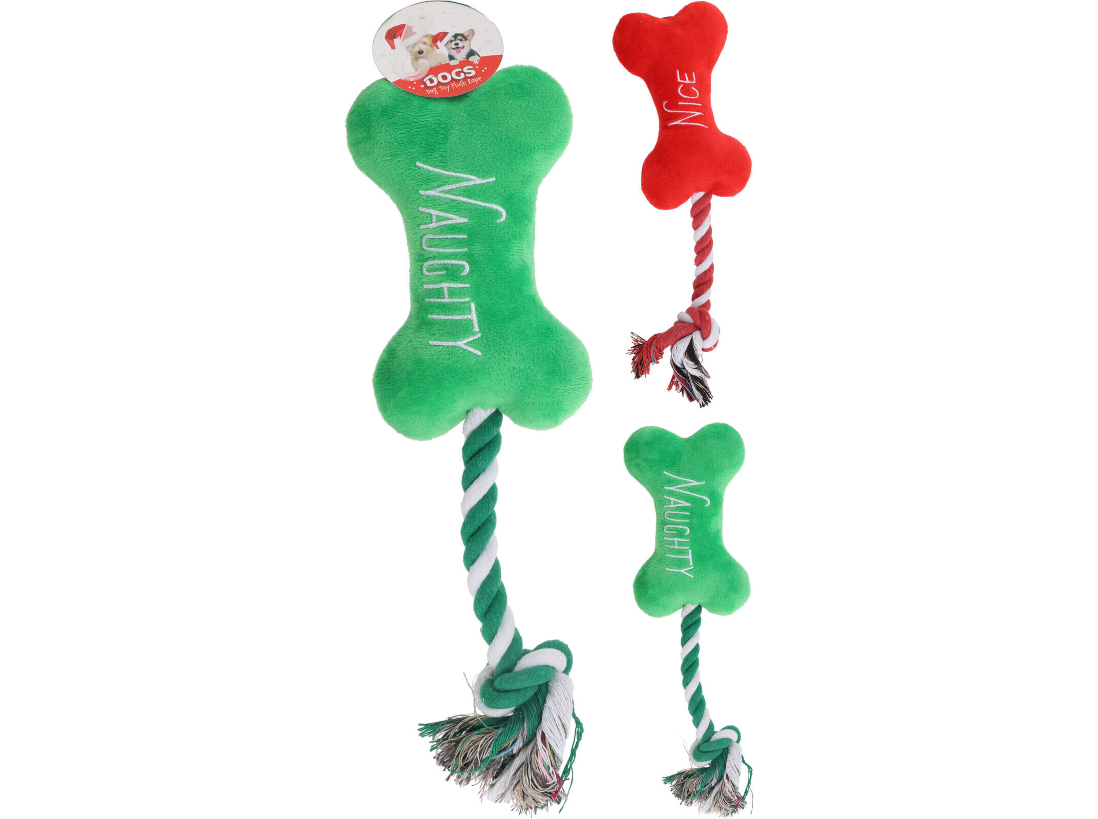 BRINQUEDO C&Atilde;O DOGS COLLECTION OSSO NATAL COM CORDA 39X4CM MODELOS SORTIDOS image number 1