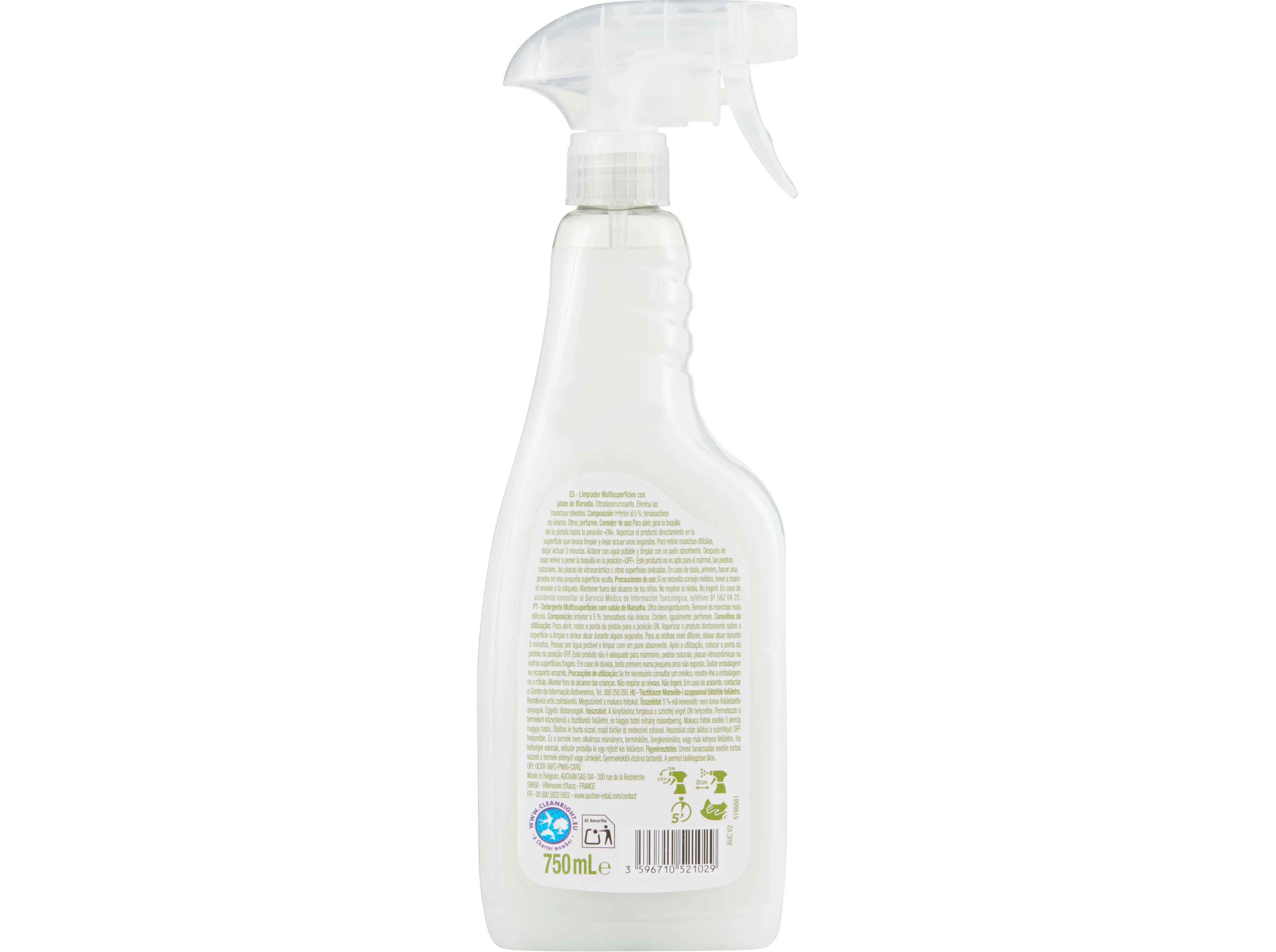 SPRAY MULTISSUPERF&Iacute;CIES AUCHAN SAB&Atilde;O DE MARSELHA 750ML image number 1