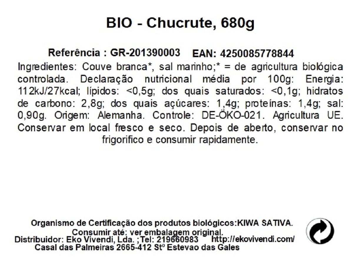 CHUCRUTE GREEN BIO 680G image number 1