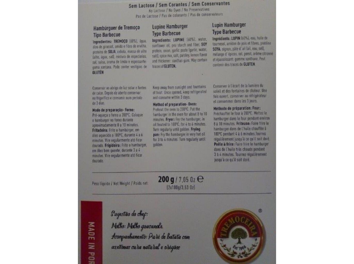 HAMBURGUER TREMOCEIRA TREMO&Ccedil;O BARBECUE 200G image number 1