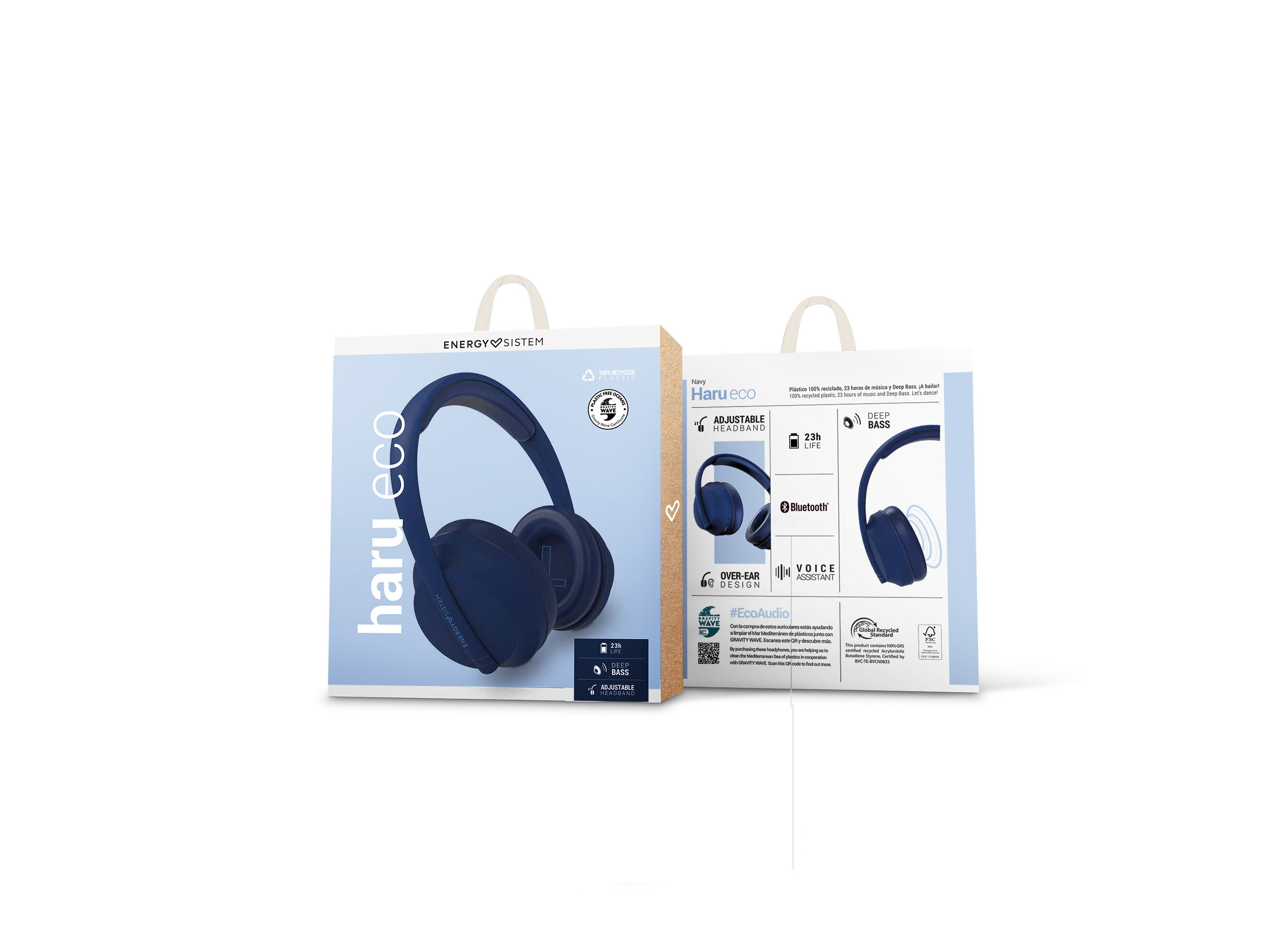 AUSCULTADORES ENERGY SISTEM NAVY HARU ECO AZUL BLUETOOTH image number 1