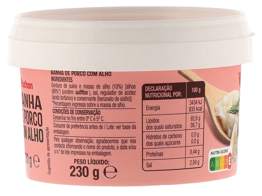 BANHA DE PORCO AUCHAN COM ALHO 230G image number 1