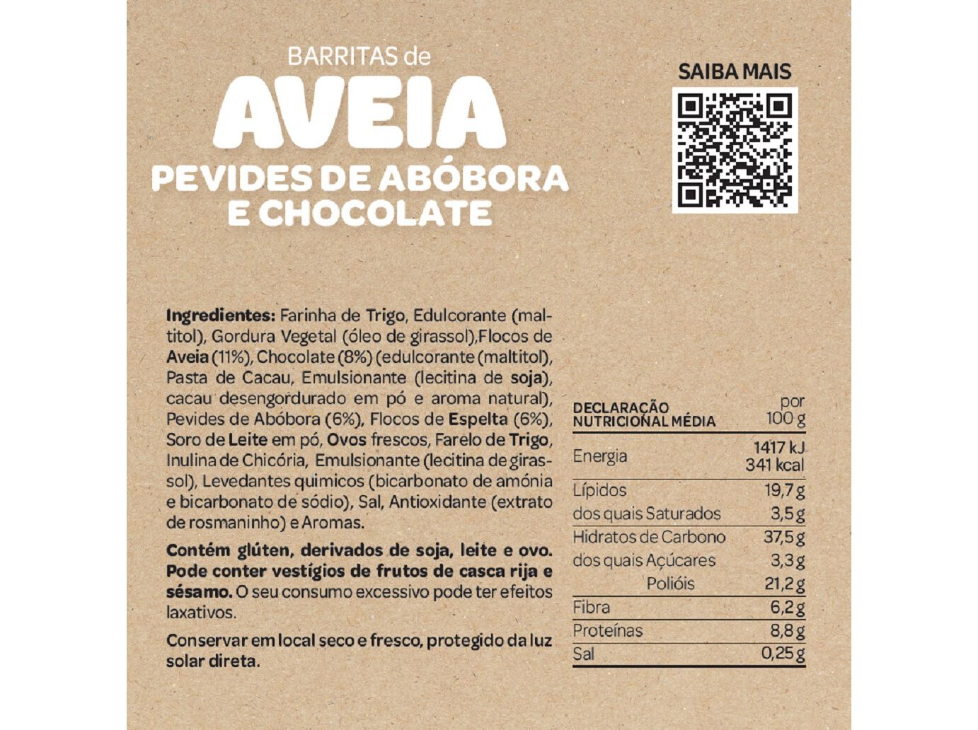 BARRITAS DE AVEIA SALUTEM PEVIDES E CHOCOLATE 80G image number 1