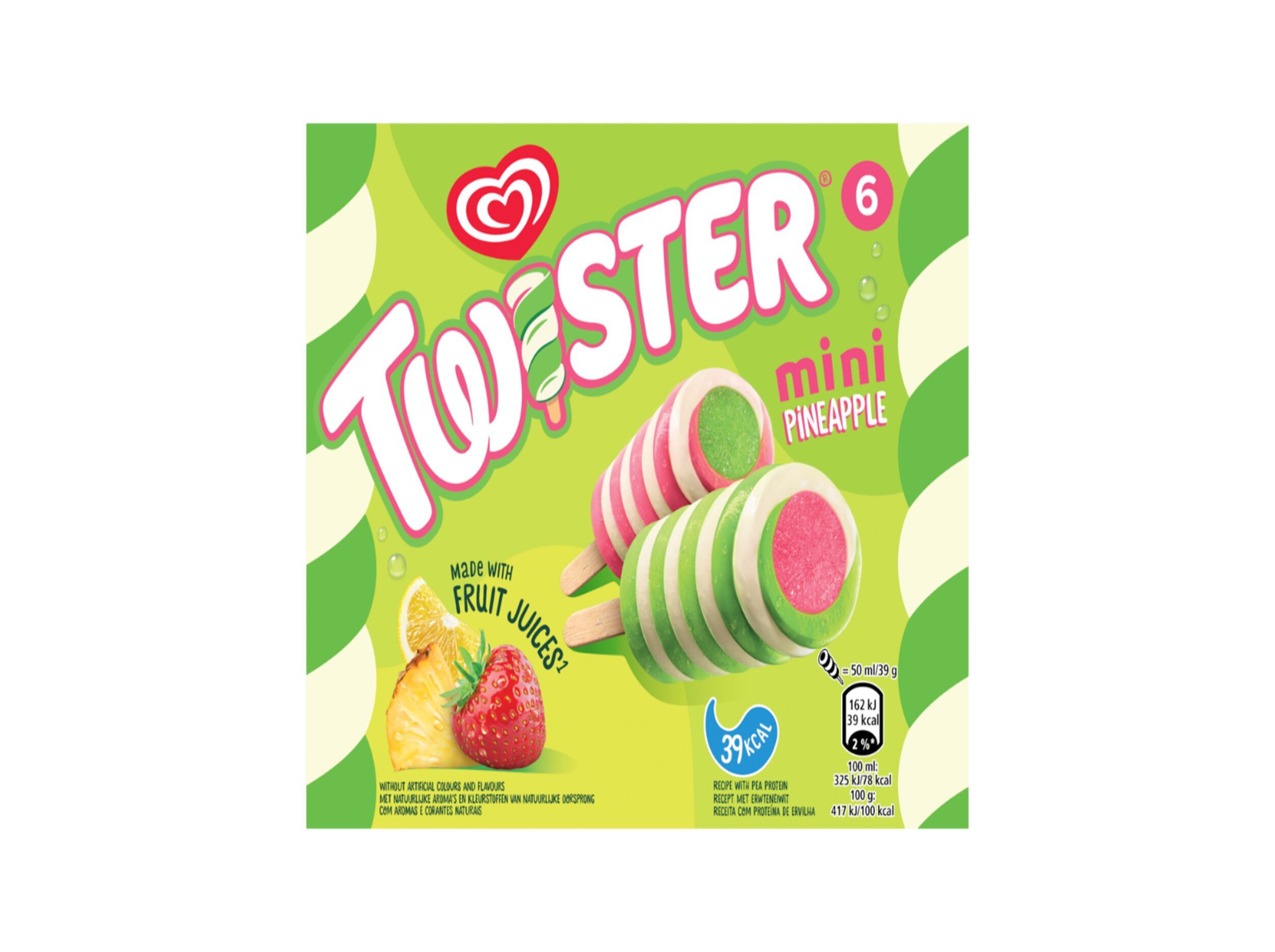 GELADO OL&Aacute; TWISTER MINI ANAN&Aacute;S 6X50ML