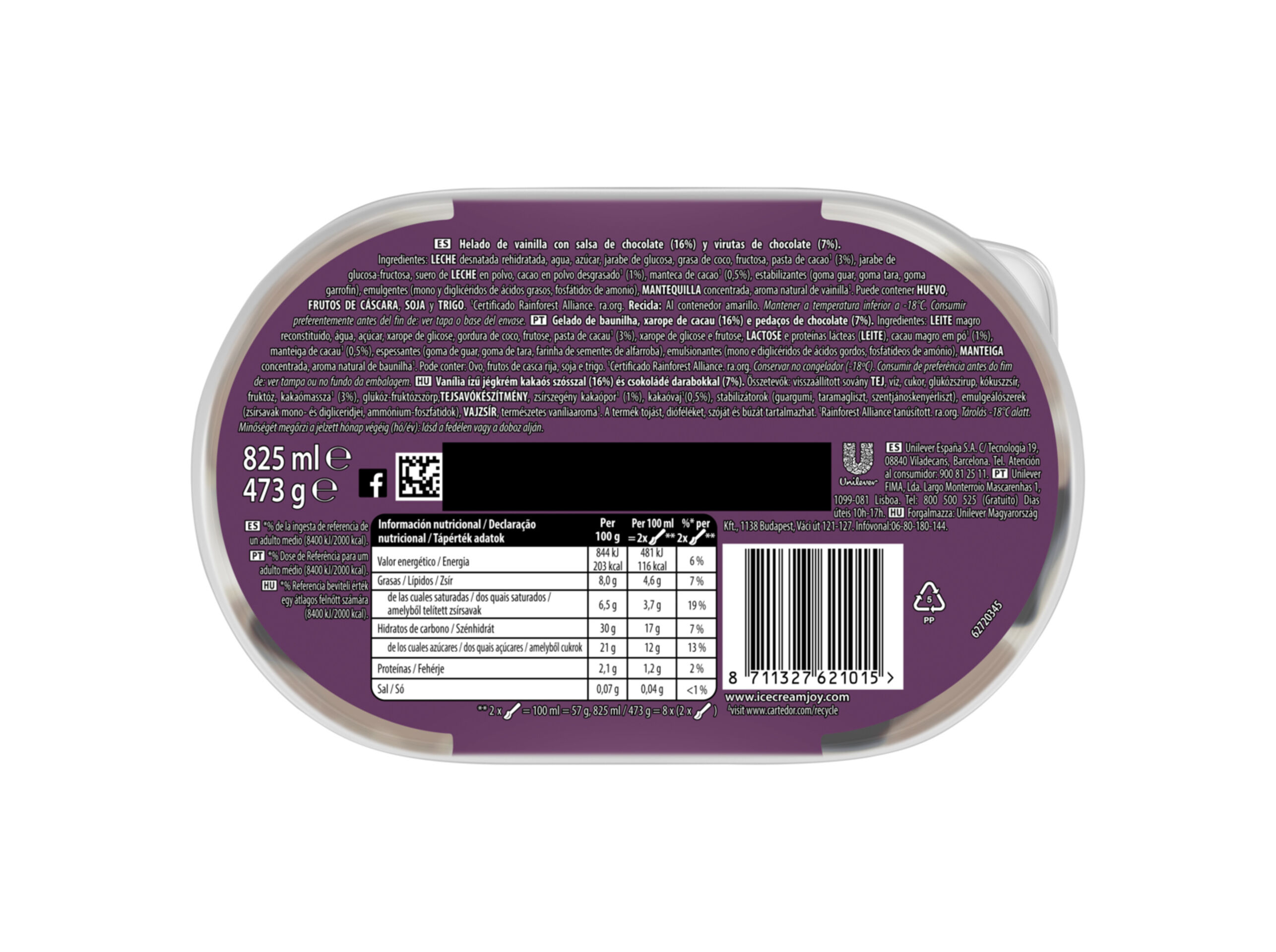 GELADO CARTE D'OR STRACIATELLA 825ML image number 1