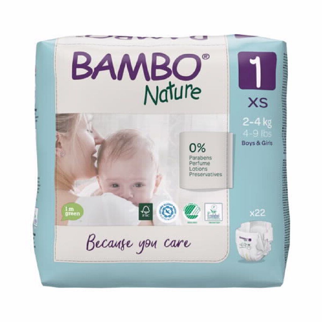 FRALDAS BAMBO NATURE 1 TAMANHO XS 2-4 22UN