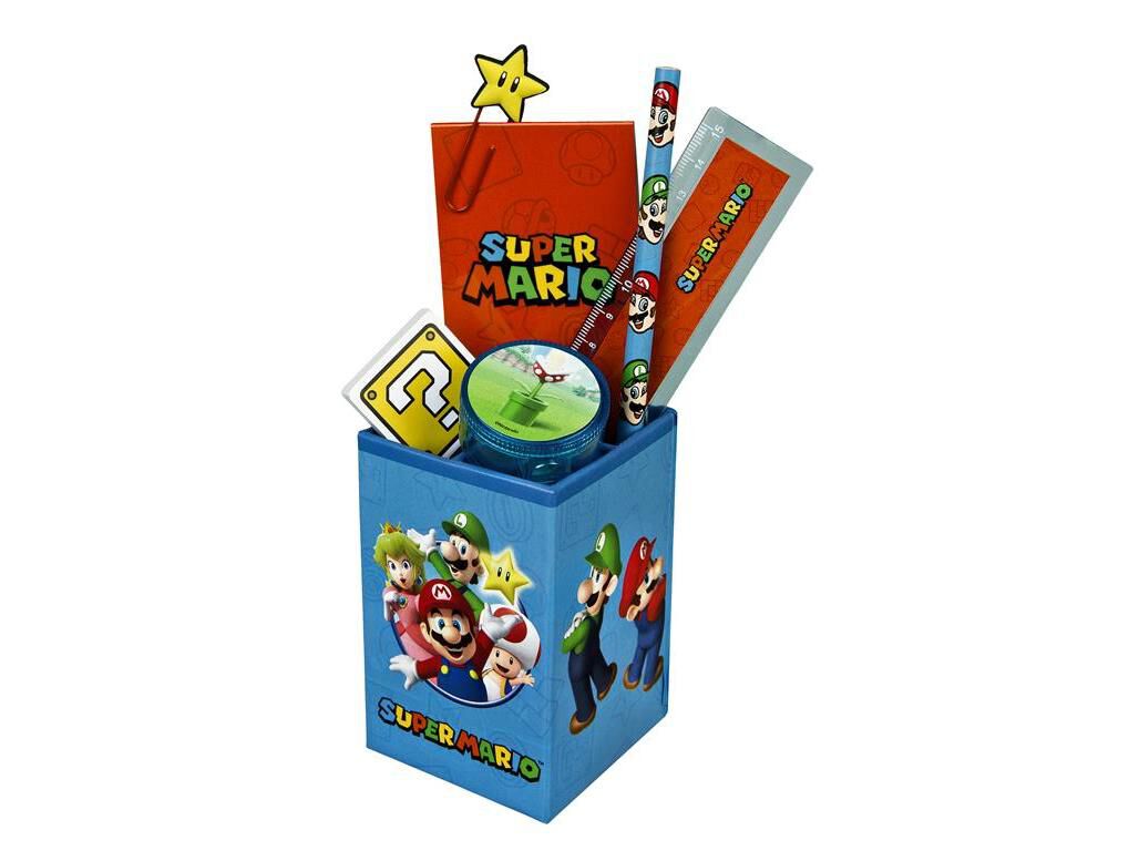 CONJUNTO PAPELARIA SUPER M&Aacute;RIO COM COPO MET&Aacute;LICO 7 PE&Ccedil;AS image number 0