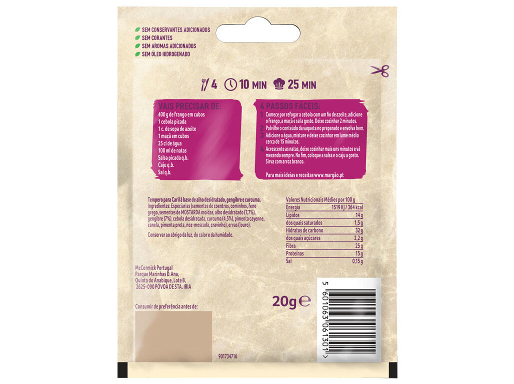 MISTURA PARA CARIL MARG&Atilde;O 20G image number 1