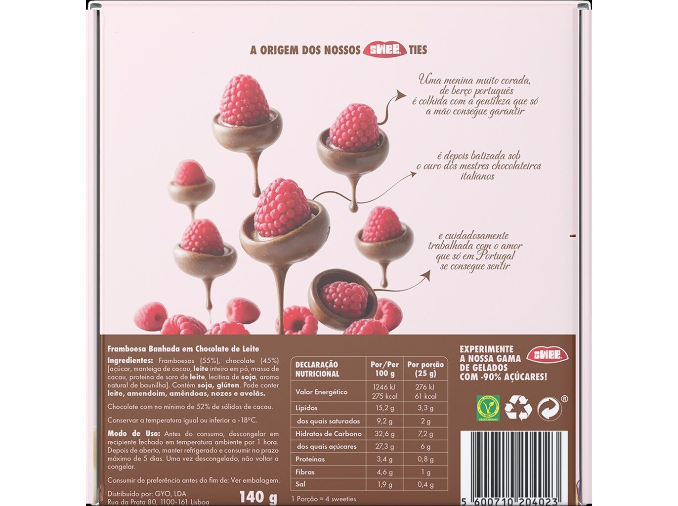 SWEETIES SWEE FRAMBOESA E CHOCOLATE DE LEITE 140G image number 1