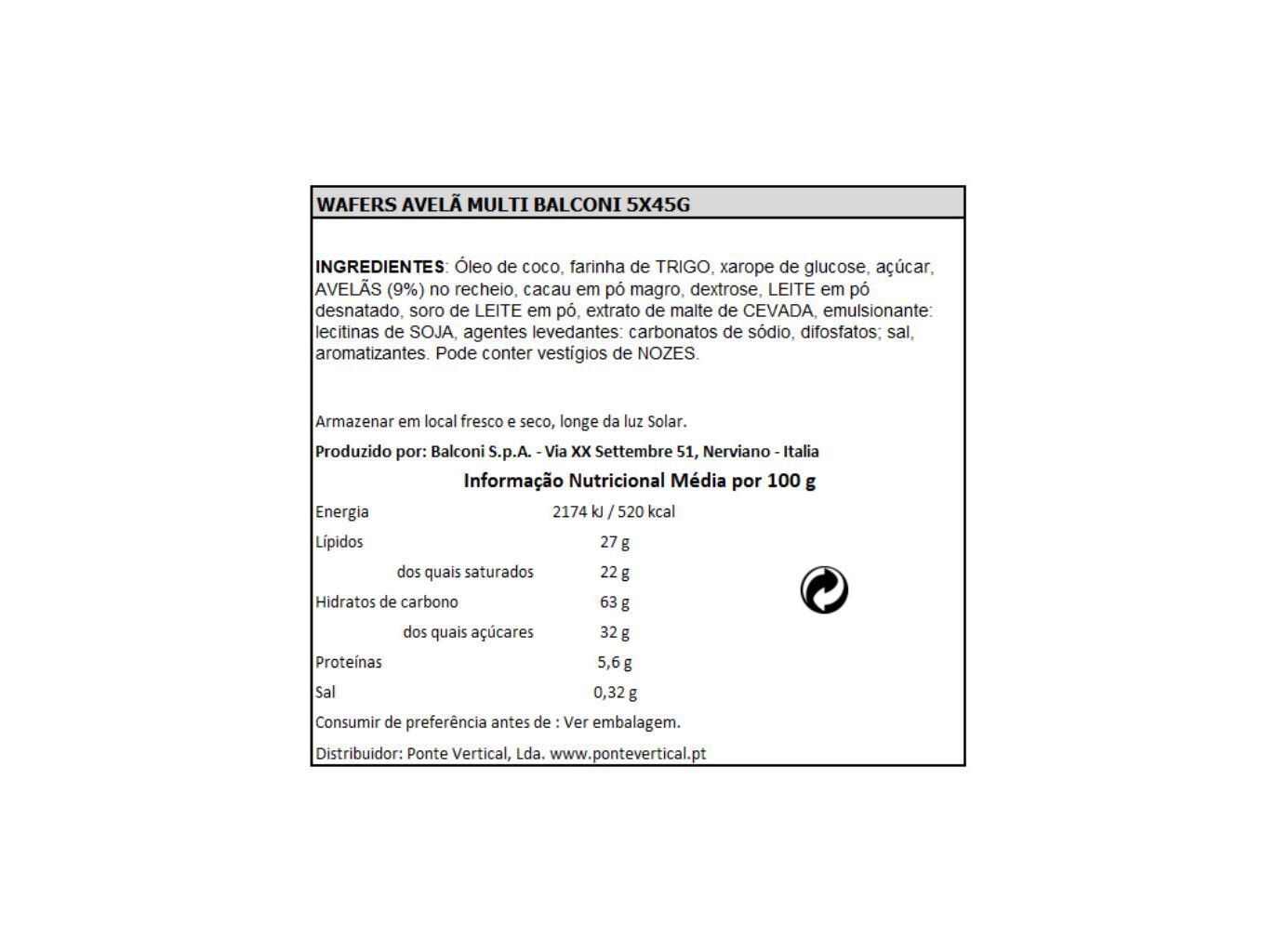 WAFFERS BALCONI AVEL&Atilde; 5X45G image number 1