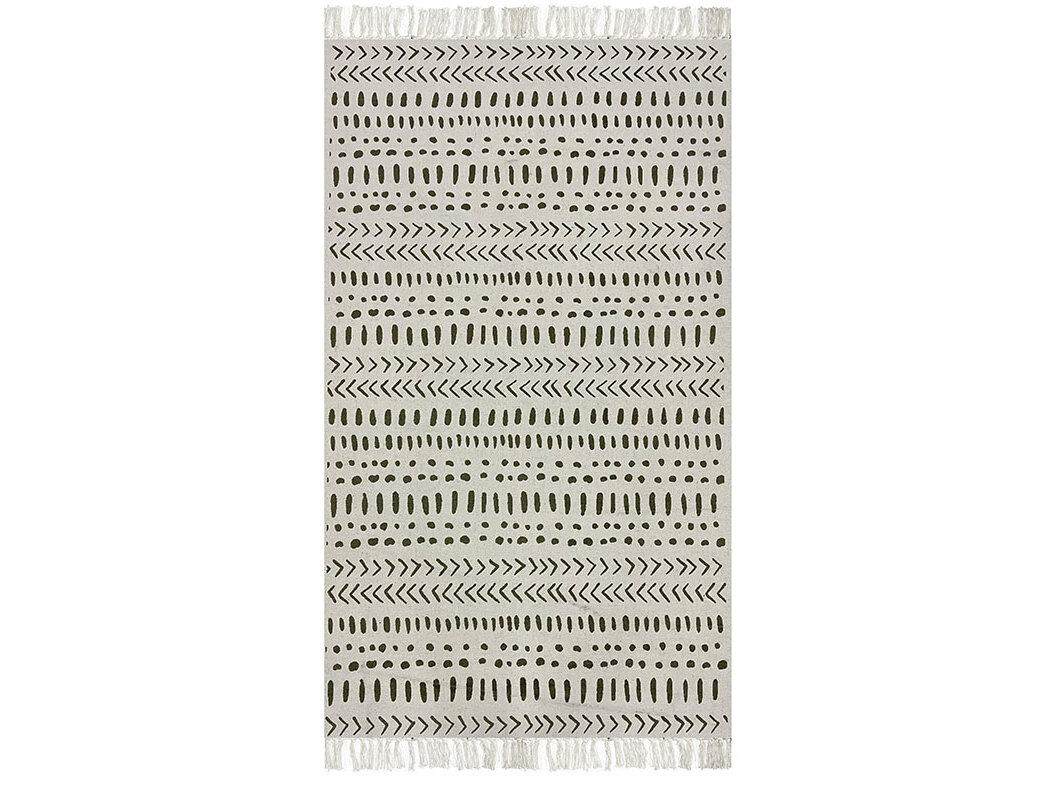 TAPETE ALGOD&Atilde;O ACTUEL BEGE/VERDE 70X140CM