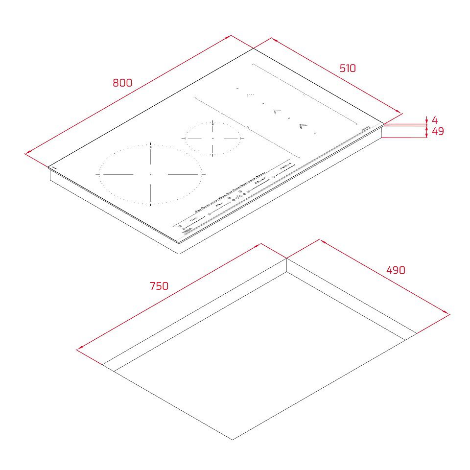 PLACA DE INDU&Ccedil;&Atilde;O TEKA IZS 86630 BISELADA 80 CM image number 2