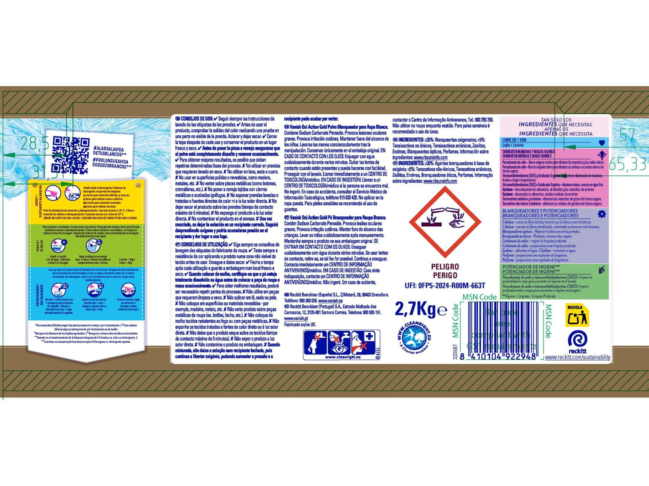 ADITIVO TIRA N&Oacute;DOAS VANISH OXI ACTION P&Oacute; WHITE 27KG image number 1