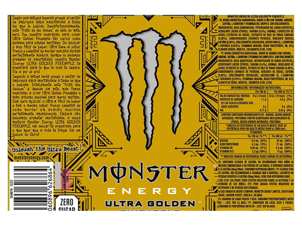 BEBIDA ENERG&Eacute;TICA MONSTER ULTRA GOLD ZERO 0.5L (SDR) image number 1