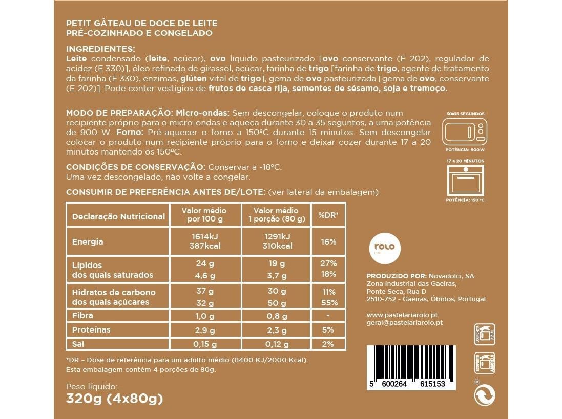 PETIT GATEAU NOVADOLCI DOCE DE LEITE 320G image number 1