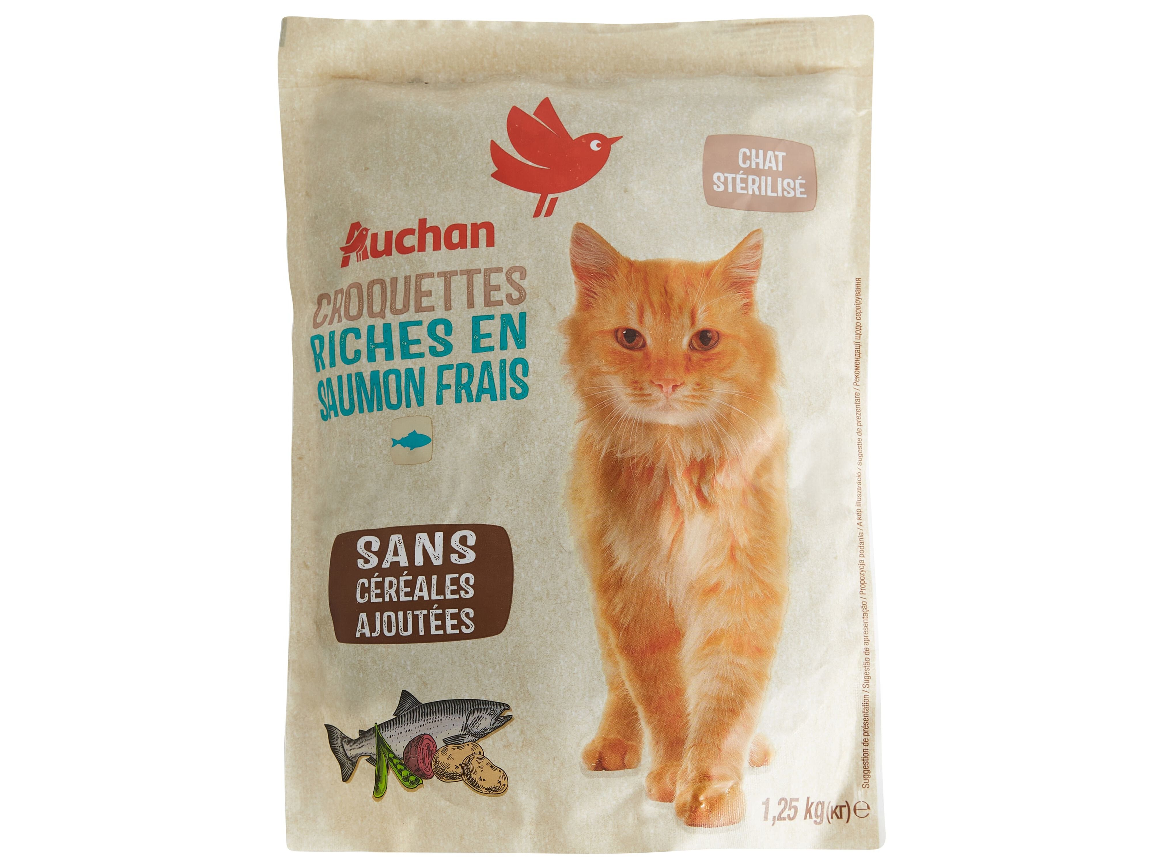 RA&Ccedil;&Atilde;O PARA GATO AUCHAN NATURAL RICO EM SALM&Atilde;O FRESCO SEM CEREAIS ADICIONADOS 1.25KG image number 0