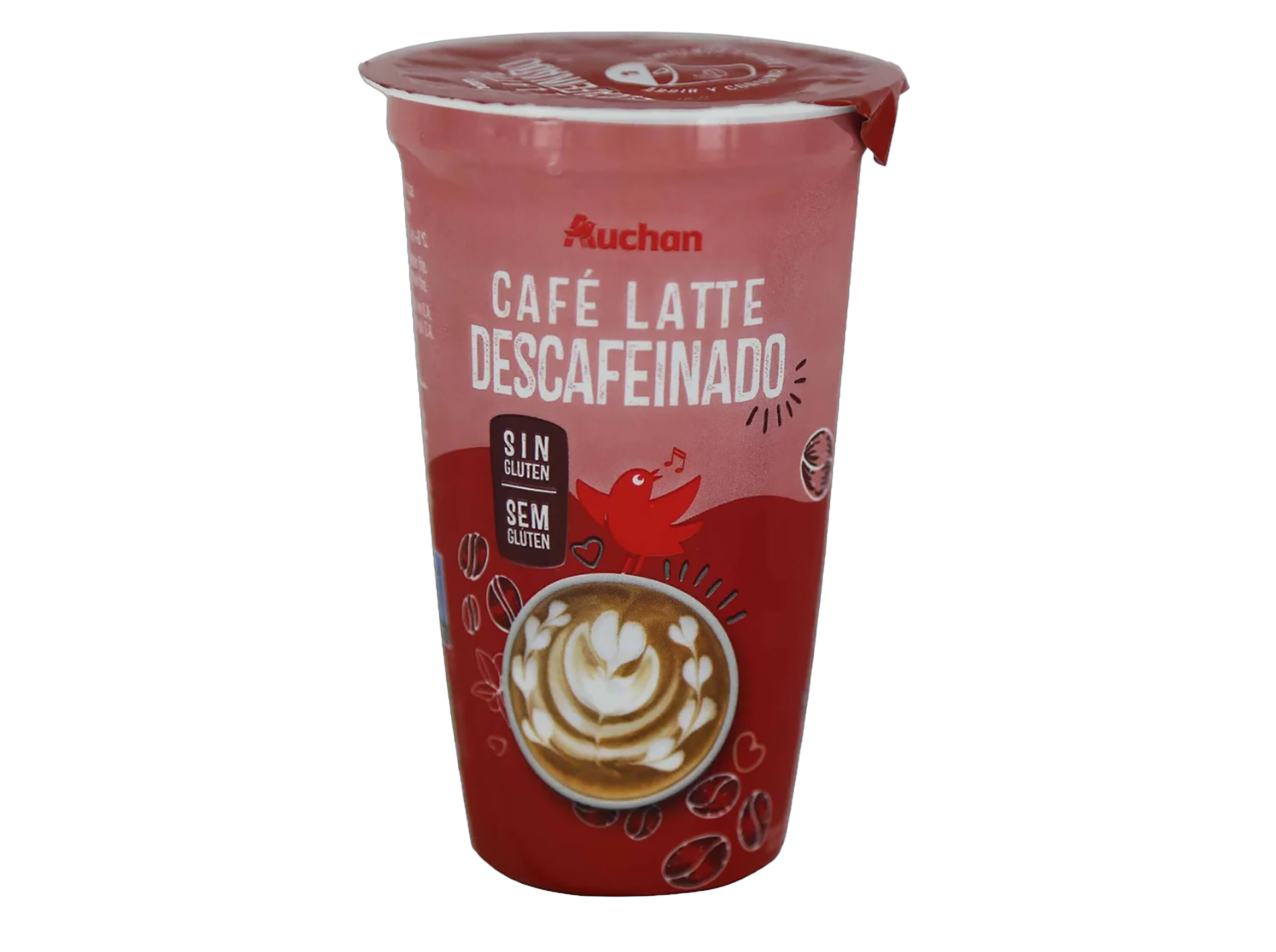 CAF&Eacute; LATTE AUCHAN DESCAFEINADO SEM GL&Uacute;TEN 250ML