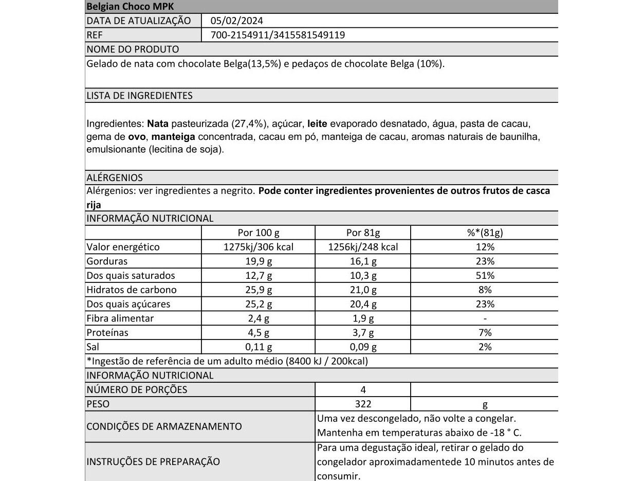 GELADO H&Auml;AGEN-DAZS CHOCOLATE BELGA 4X95ML image number 1