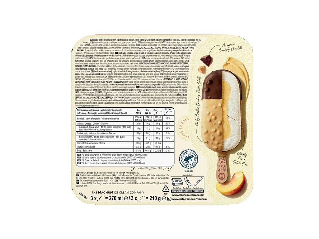 GELADO MAGNUM LA PECHE 3X90ML image number 1