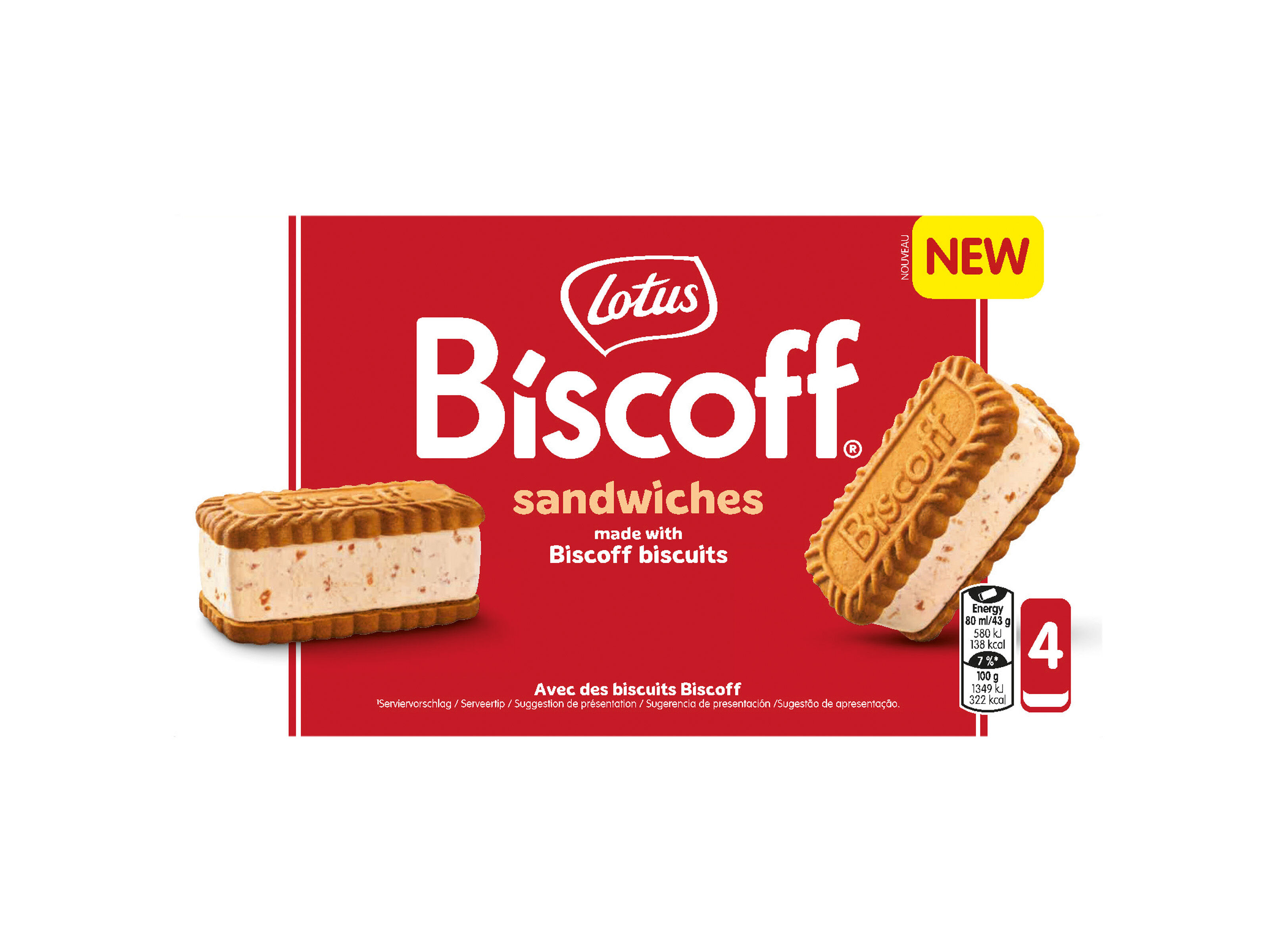 GELADO SANDWICH LOTUS BISCOFF 4X80ML image number 0