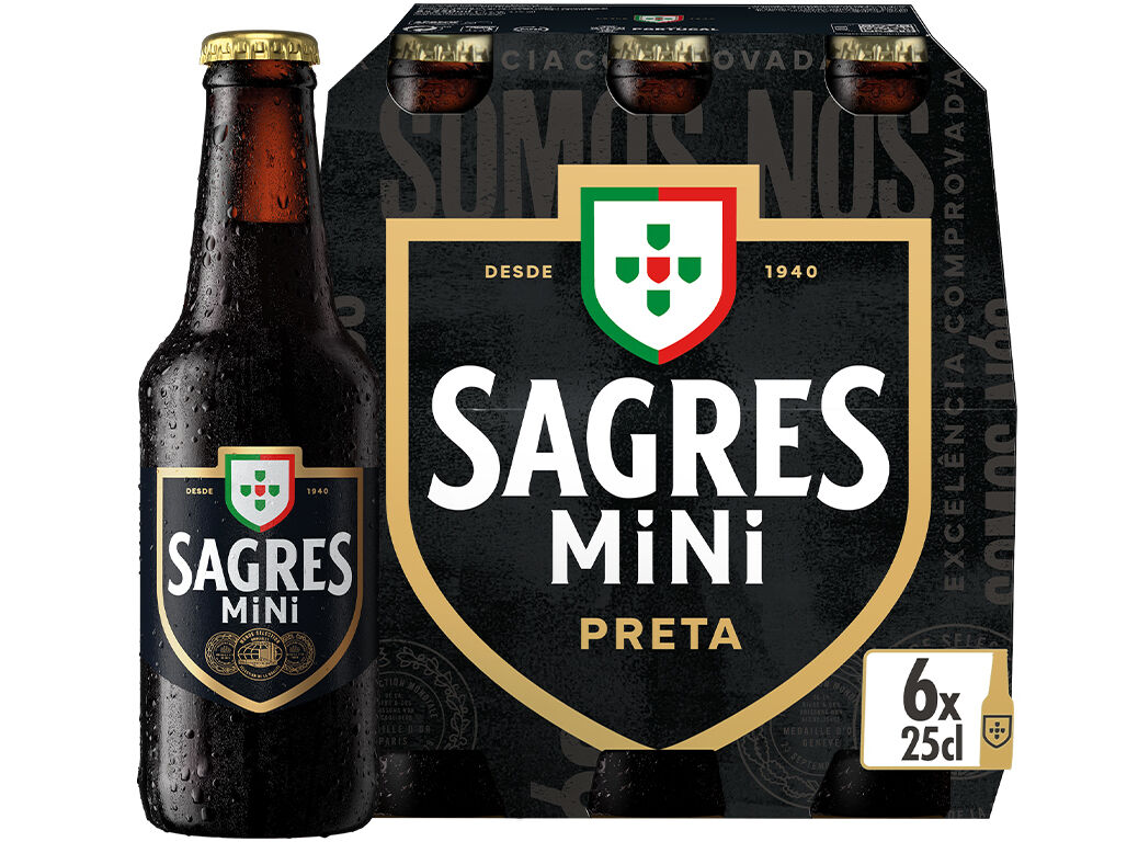 CERVEJA PRETA SAGRES MINI 6X0.25L