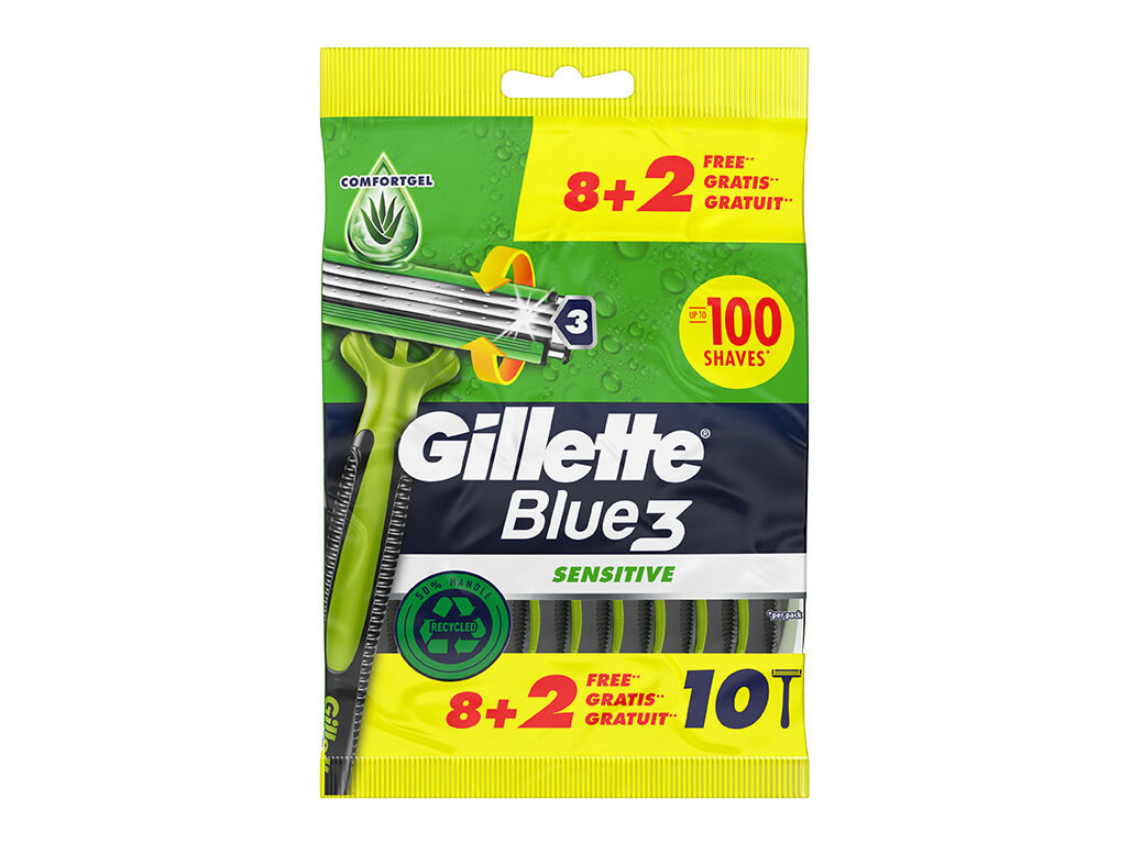 DESCART&Aacute;VEL GILLETTE BLUE3 SENSITIVE 8+2UN image number 0