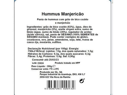 HUMMUS MANJERICÃO SONATURAL 200G image number 1
